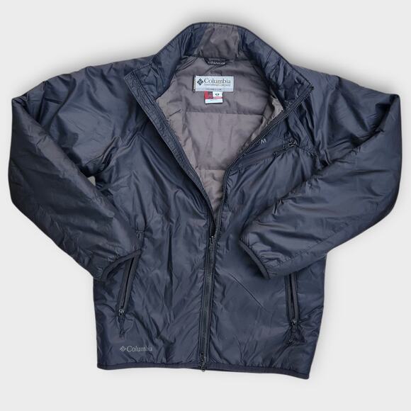 Columbia Puffer Jacket Mens M Black Fullzip Tech Interchange Titanium Mock Neck - Picture 2 of 5